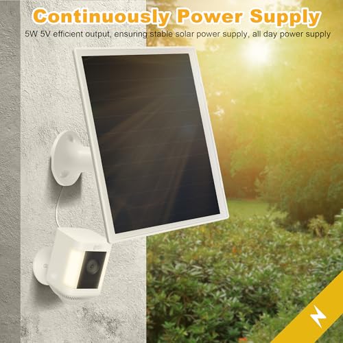 Image of Solar Panel Charger for Ring Camera, Compatible with Ri ng Stick Up Cam Battery, Ring Spotlight Plus /Pro Battery,Waterproof, 5V 6W Fast Charging (3Pack White)