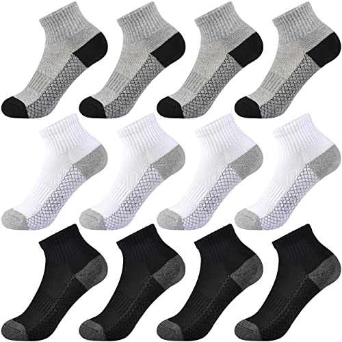 Kids Ankle Socks Boys Cushioned Athletic Crew Socks Girls Cotton Quarter Socks Sports Children Youth Women 12 Pairs