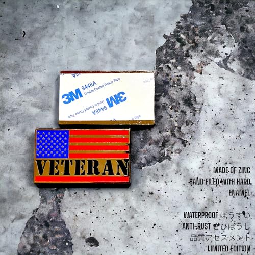 Image of Veteran Car Emblem, Veteran Flag Emblem, Veteran Meatal Sticker 3D Raised Metal Car Decals Exterior Truck Stickers Chrome Fender Badge with 3M Strong Adhesive (REDBLUE)