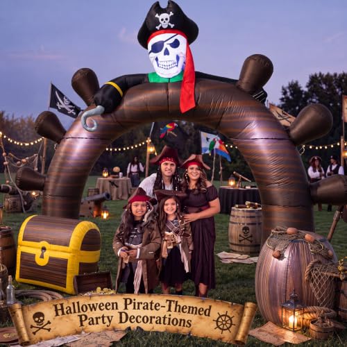 Image of Shappy 9FT Halloween Inflatable Outdoor Decorations Pirate Ship Arch