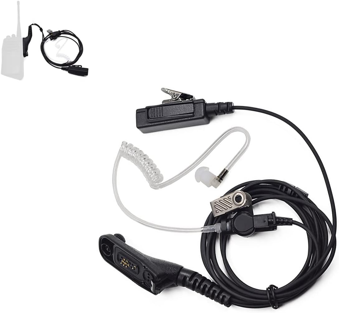 Nicoone Radio Earpiece, Walkie Talkie Earpiece 2 Pin Security Headset Air Tube PTT Radio Headset with Mic For Motorola Two Way Radio Walkie Talkie DP4400 DP4401 DP4600 DP4800 DP4801