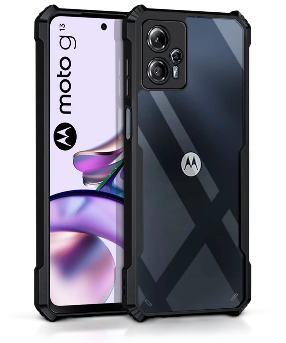 WOW IMAGINE Shock Proof Clear Protective Back Case for Motorola Moto G13 - AirEDGE Technology | 360 Degree Camera Protection | Transparent Hybrid Back Case Mobile Cover - Black (B0C2KTMCYT) Amazon Price History, Amazon Price Tracker