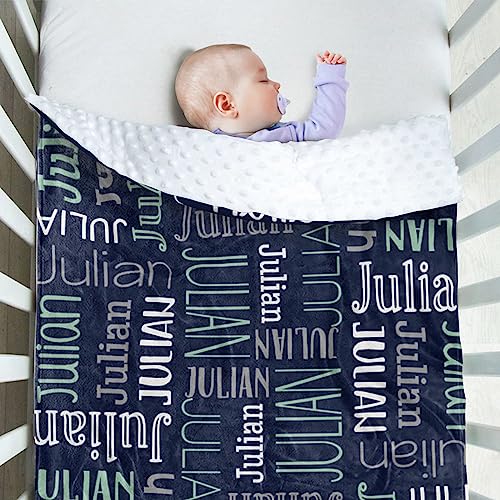 Image of Custom Baby Blanket - Personalized Names Design - Soft Plush Blanket with Double Layer Dotted Backing for Boys Girls Color01(30x40 inches)