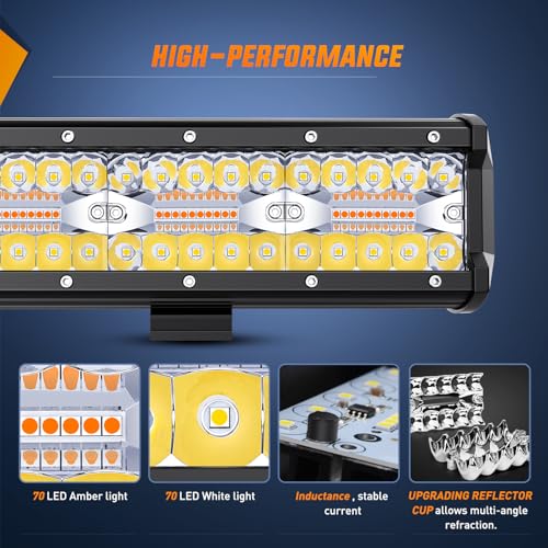 Image of Nilight 20Inch Off-Road LED Light Bar White Amber 3 Lighting Modes | 420W Driving Fog Light Spot Flood Lights with 18AWG Wiring Harness for Truck Car ATV SUV Jeep Boat