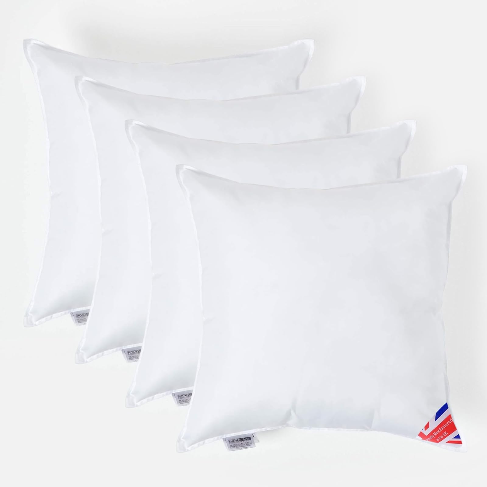 Homescapes White 4 Pack Luxury Super Microfibre Cushion Inserts 50Cm X 50Cm (20 X 20”) Perfect Bounce Back And Soft Cover Generously Filled Inner Pads Hypoallergenic Cushion Filler Handmade Machine Washable