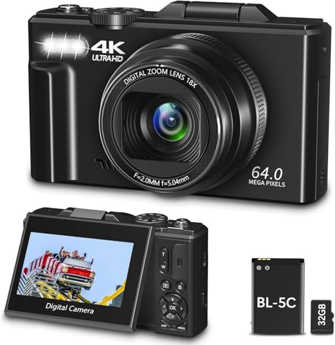LEQTRONIQ Digital Camera for Photography, 4K, 64MP Vlogging Camera for YouTube, 3
