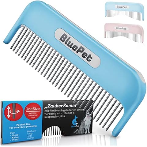 BluePet® Patentierter Zauberkamm Für Langhaar Katzen Und Hunde - Rotierende Und Nachgebende Zinken - Entfernt Knoten Und Entwirrt Das Fell - Auch Für Menschen Cover