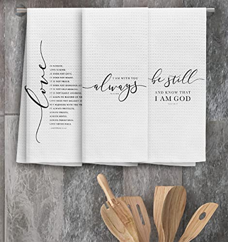 Tunw Inspirational Christian Bible Verse Scripture Soft And Absorbent Kitchen Towels Dishcloth,Christian Hand Towels Dish Towels 16″×24″Set Of 3,Gifts For Christian Women Faith Teen Girls Mom #TOP1