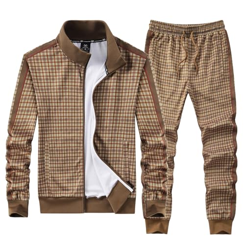 Image of ANOTWENER Men's Track Suits 2 Piece Stand-up Collar Long Sleeve with Double Side Pockets Jacket and Sweatpants