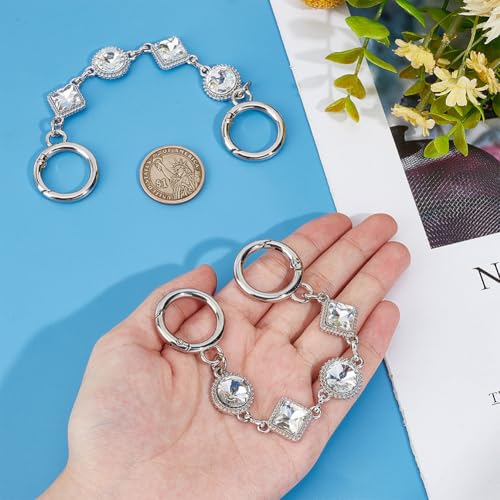 UNICRAFTALE 2Pcs Decorative Bag Chain Rhombus Glass Crystal Bag Extension Chains Handbag Handle Chain Strap Extender Flat Round Rhinestone Bag Strap Extender Replacement Accessories 17.8cm - Image 4