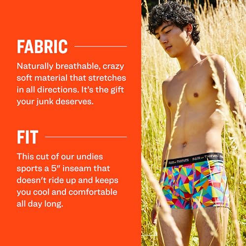 Pair of Thieves Men's Exclusive Super Soft 3 Pack Trunks, Short Leg Boxer Briefs for Men Pack3