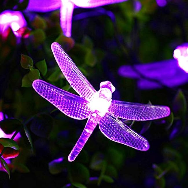 SEMILITS Solar String Lights 20Ft 30LED Dragonfly Shaped Waterproof Fairy Decoration Lighting for Indoor/Outdoor,Patio Christmas Party Holiday Decorations