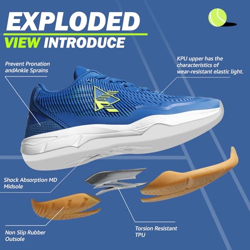 Image of ASHION Pickleball Shoes for Men Tennis Shoes Sneakers for All Court Racquetball Athletic Shoes for Racquet Sport | Arch Support
