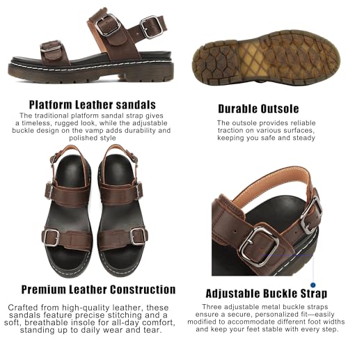 XJQ Sandals Women Comfortable Platform Sandals Black Leather Womens Sandals by XJQ - Used condition - Image 6