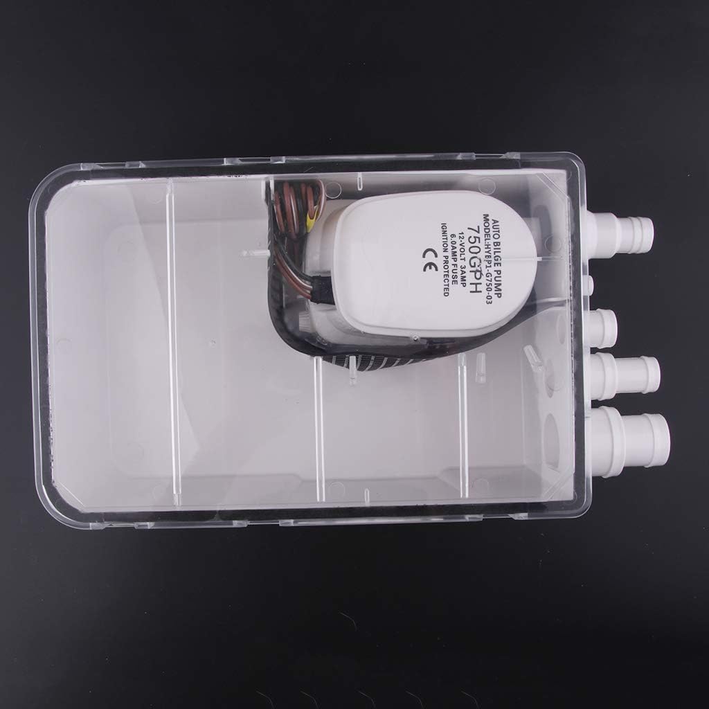 Boat Marine Shower Sump Pump Drain Kit - Shower Pump System, 12v, 750 GPH - Multi-Port Inlet Boating Electric Pump