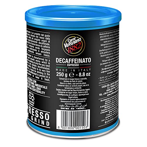 Caffe' Vergnano 1882 Lata Café 100% Arábica Molido Descafeinado - 250 g & Café Molido Espressocasa - 2 pack x 250g - Imagen 7