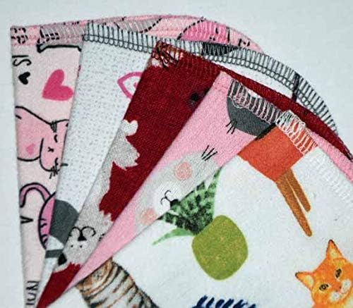 Miniatura 4 de 2 Ply Printed Flannel 8x8 Inches Set of 5 Little Wipes The Cats Meow- Proudly Made in the USA!