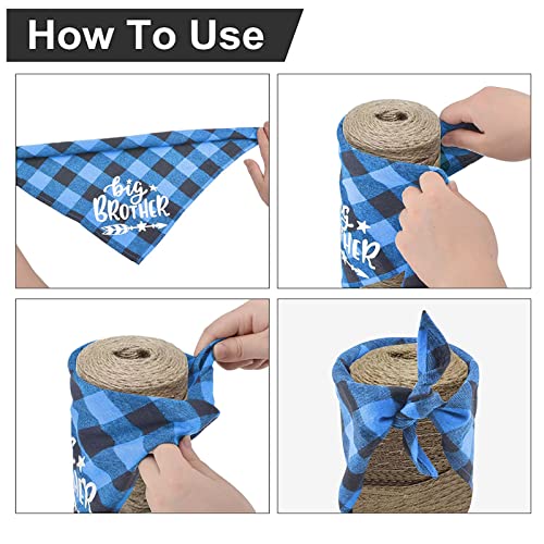 URROMA Rose Red and Lake Blue Plaid Dog Bandana Scarf - Image 4