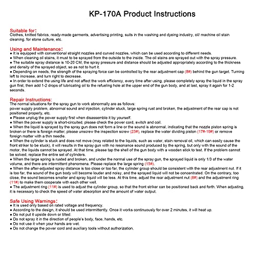 CKPSMS Brand -Textile Spot Cleaning Gun for Screen Printers/Cleaning Crystals and Rocks 110 Volt #KP-170A 110V 1SET