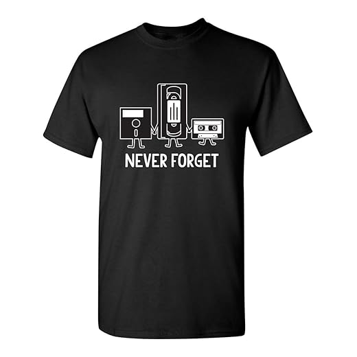 Never Forget Mens Cassette Tape VHS Music Old School Mens Retro Funny T Shirt