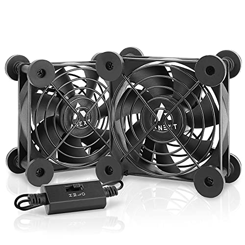 ANEXT, USB Fan, USB Computer Fan, Silent Fans for Receiver DVR PlayStation Xbox Computer, (80mm, Black Dual Packs)