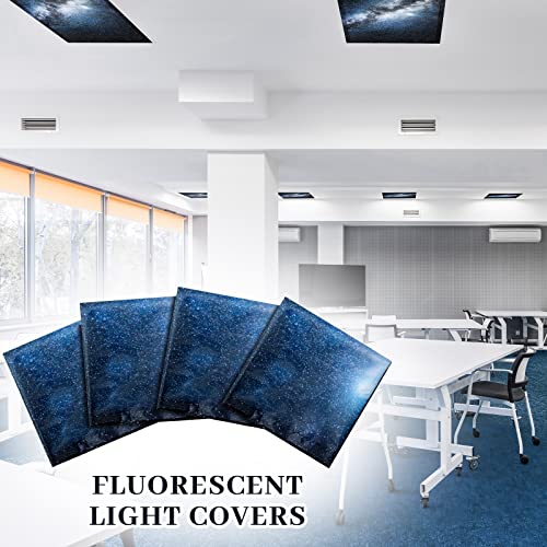 Image of Hortsun Pack of 2 Fluorescent Light Covers 4 x 2 Feet Magnetic Ceiling Light Cover Room Supplies for Home Office(Galaxy Sky)