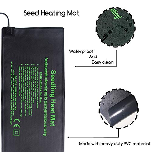 EACHON 10"x20.5" Seedling Heat Mat and Thermostat Controller IP65 Waterproof Seed Starting Plant Heating Pad (1020.5 Seed mat with Themostat) (Seed mat with Themostat)