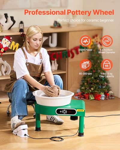 Image of VEVOR Pottery Wheel, 10IN LCD Touch Screen Pottery Wheel Forming Machine, 350W Electric DIY Clay Sculpting Tools with Foot Pedal, Detachable ABS Basin for Adults and Beginners Art Craft