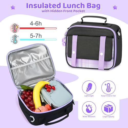 Backpacks for Girls, Girls Backpack with Lunch Box and Pencil Case, Cute Bookbag Aesthetic School Bags for Teen Kids4