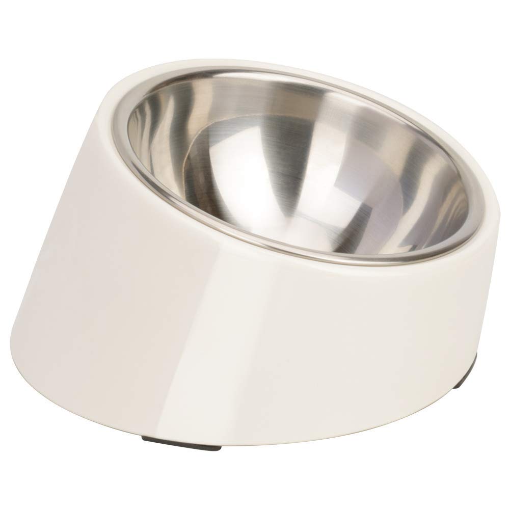 SuperDesign Mess Free 15° Slanted Bowl for Dogs and Cats, Tilted Angle Bulldog Bowl Dog Feeder, Non-skid & Non-spill, Easier to Reach Food L/2 Cup White