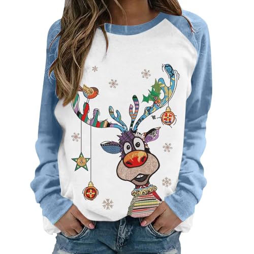 Generisch Weihnachtspullover Damen Lustige Langarmshirt Weihnachten...