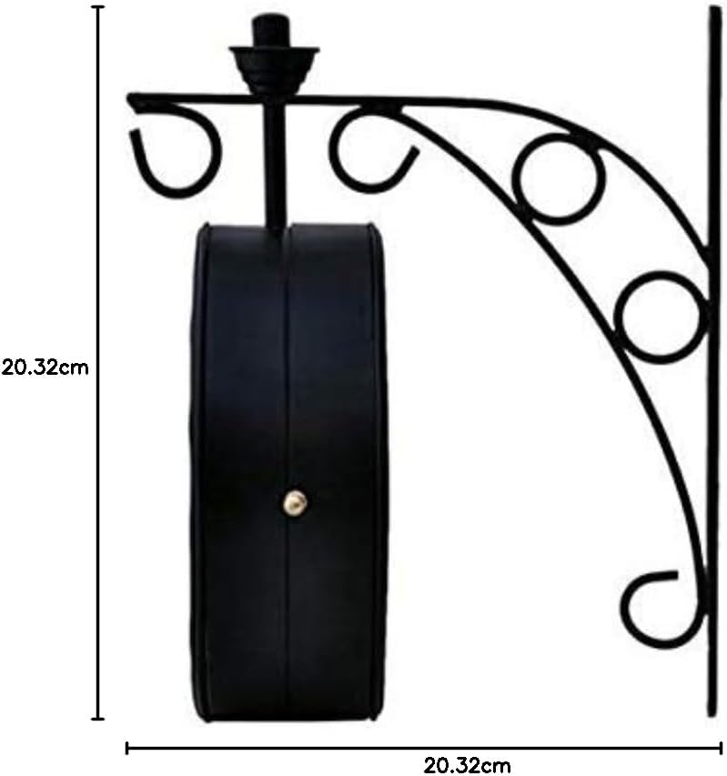 Antique Double Sided Railway Station/Platform Analogue Iron Metal Wall Clock (Black, 8 X 8 Inch)