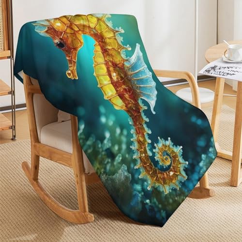 Couverture polaire hippocampe couverture duveteuse douce légère 180x200cm
