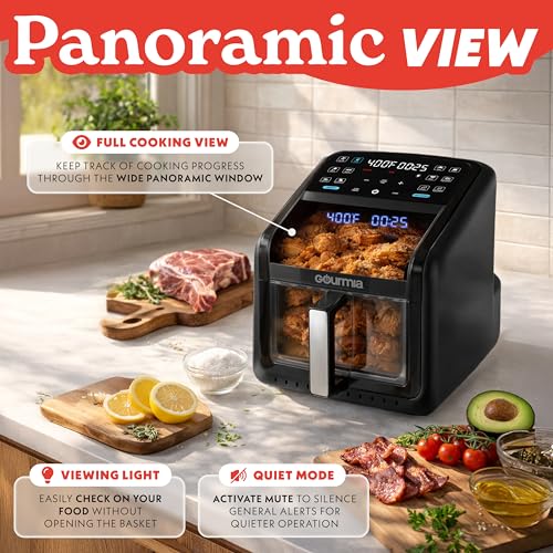 Gourmia Air Fryer 7 QT - Easy View Panorama Window & Interior Light, Guided Cooking with 12 One-Touch Presets, FryForce 360, Dishwasher Safe Accessories, Black by Gourmia - Image 5
