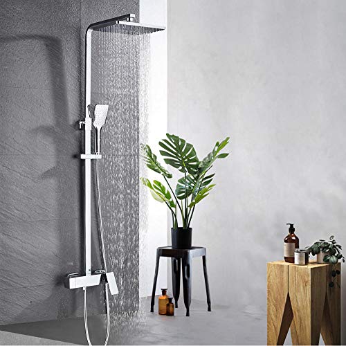 Mitigeur de salle de bains avec douche à pluie et pommeau à main pour des matins dynamiques