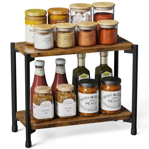 2 Tier Wood and Metal Spice Shelf