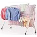 Sechoir A Linge Interieur Exterieur Pliant Etendoir A Linge，support Séchage En Acier Inoxydable Plancher Pliant Ménage Support Séchage Frais Balcon Simple Porte-vêtements Suspendu,2.4M