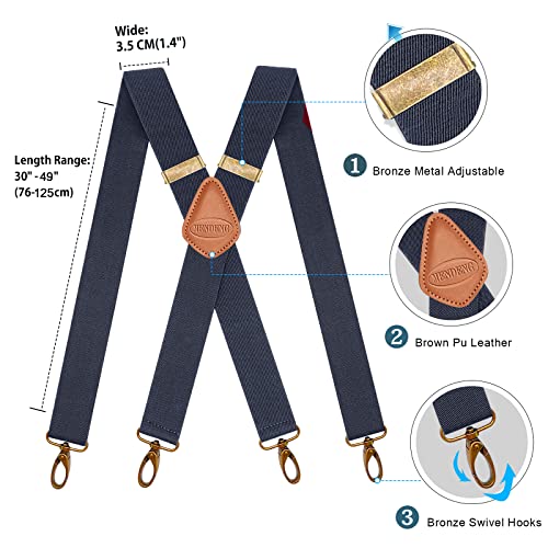 Image of MENDENG Suspenders for Men Heavy Duty Swivel Hooks Retro X-Back Adjustable Brace