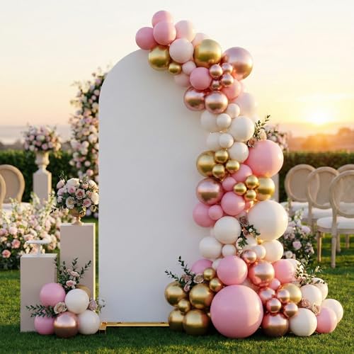 White Arch Backdrop Cover 7.2x4ft Spandex Balloon Arch Cover for Backdrop Stand Thick Wrinkle-Free Double-Sided Fabric Stretchy Background for Baby Shower Wedding Birthday Event Party Decoration