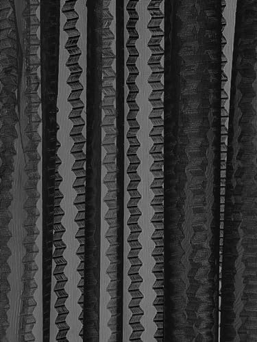 Image of Polyester Transparent Zig-Zag Net Sheer Curtains for Door Balcony Home Decoration, 11 feet Long, Black, Set of 2