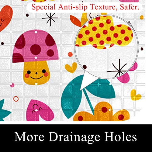 Tapis de bain ovale imprimé oiseaux et fleurs avec texture douce pour la douche - 3