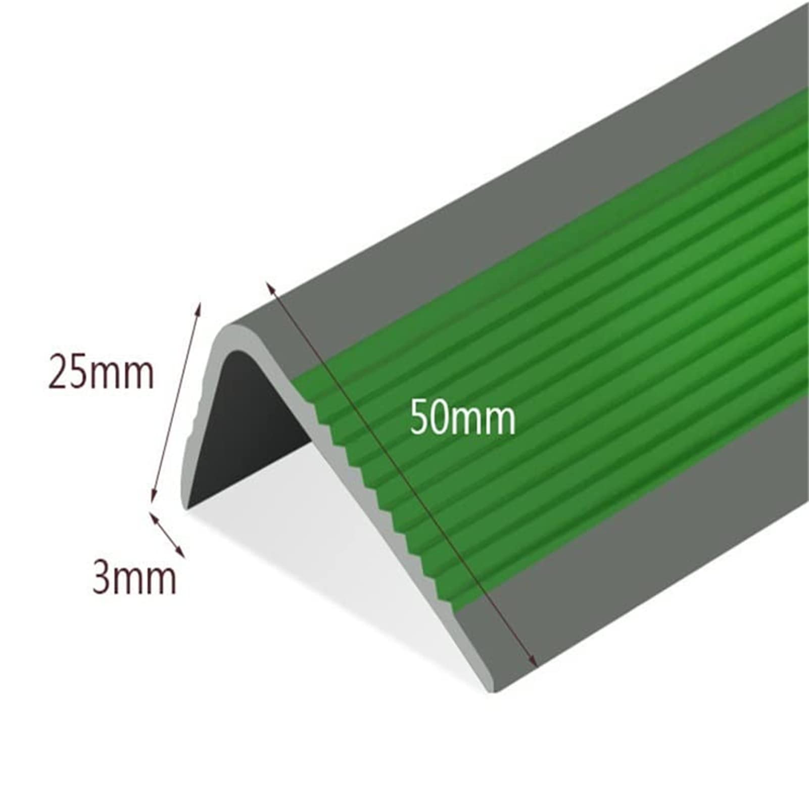 Tira Antideslizante Para Escaleras, Moldura De Borde De Nariz, Cinta Antideslizante De Mejor Agarre, Caucho De Vinilo Para Interiores Y Exteriores, Adhesivo De Alta Tracción Para Escalones(Green,L-5M)
