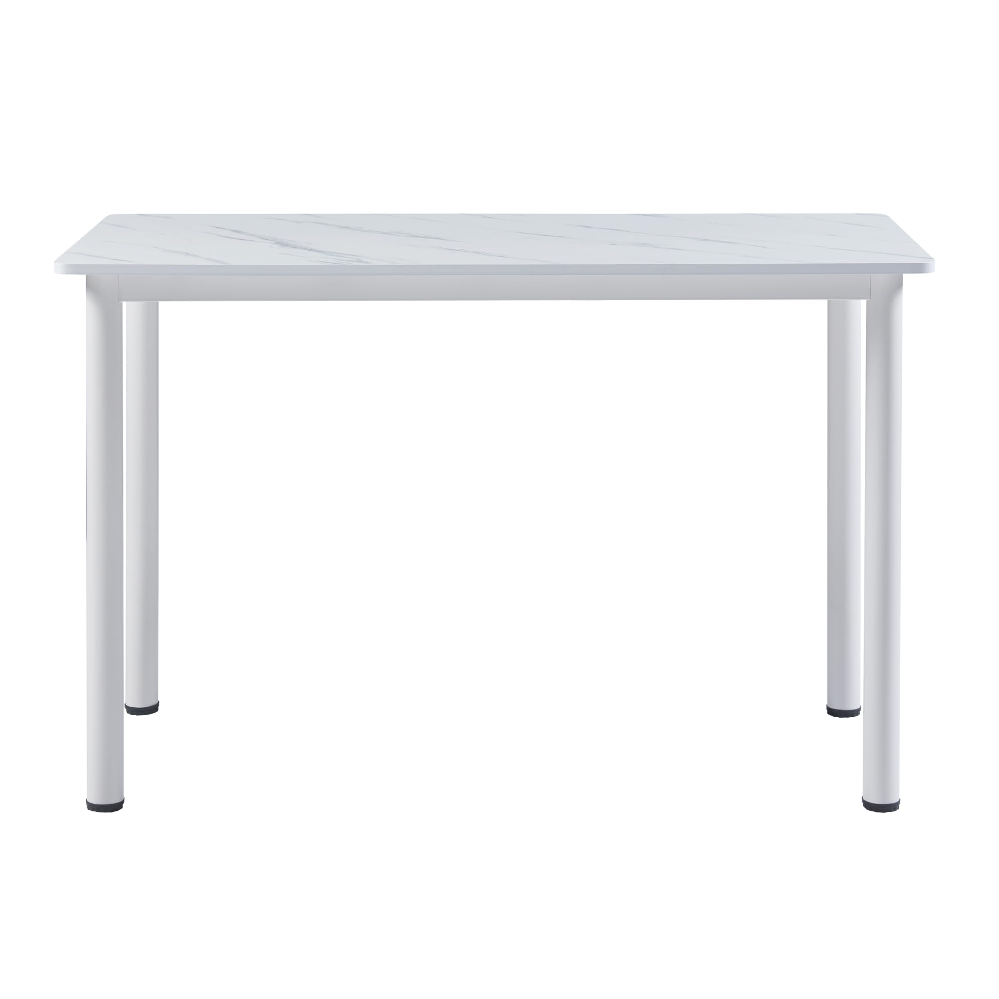 [en.casa] Mesa de Comedor Tammela Rectangular Mesa de Cocina Oficina para 4 Personas Resistente a Arañazos Patas de Acero Tablero de MDF Revestida de Melamina 120 x 60 x 75 cm - Mármol Blanco