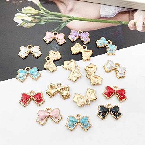 Bow Enamel Charms - Pack of 60 Bowknot Pendants Cute Multicolor Earrings Accessories for Necklace Bowknot Bracelet Jewelry Making DIY Crafting Supplies image 5