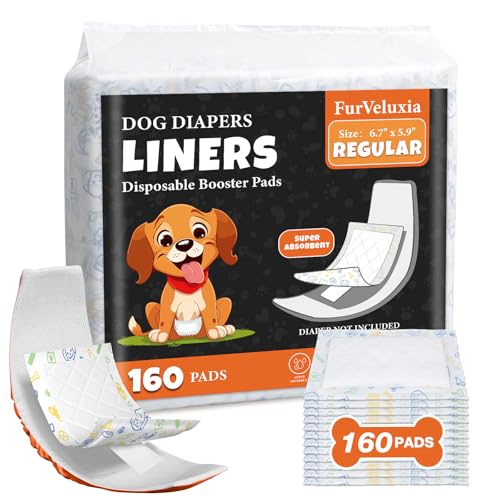Image of Dog Diaper Liners for Male and Female Dogs(160ct), Super Absorbent Disposable Dog Diaper Booster Pads Inserts fit Most Reusable and Washable Pet Belly Band, Wraps