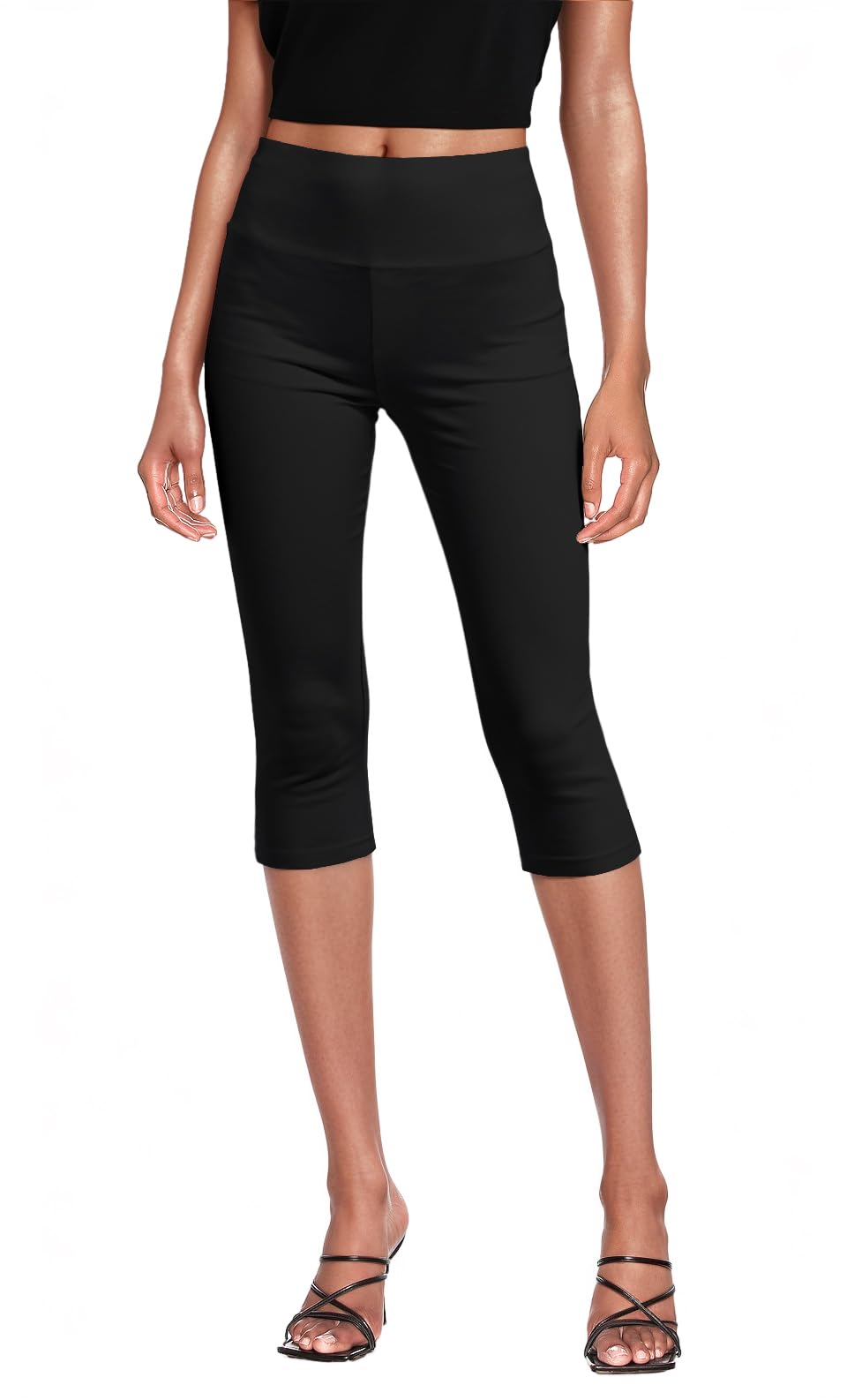 Hybrid & Company Womens Super Comfy Stretch Pull On Millennium Twill Capri Shorts