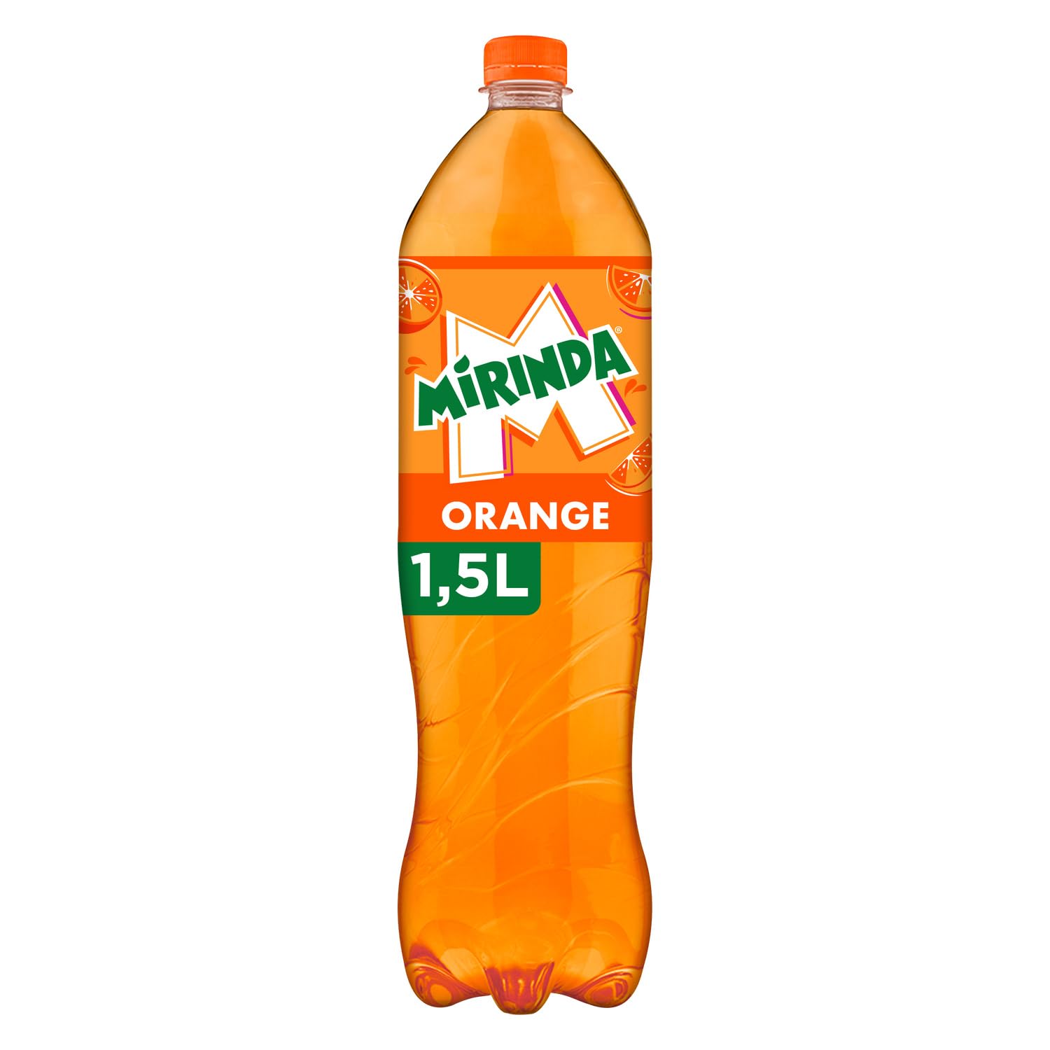 Saveur fruitée pétillante pour vos instants de partage — MIRINDA Soda à l'Orange, Bouteille plastique de 1,5L - Lot de 4
