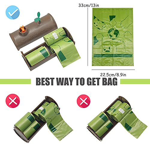 Image of Wall Mounted Dog Poop Bags Dispenser with 4 Rolls Leak-Proof Unscented Pet Poo Waste Bags for Garden Yard Doggie Potty Bags Holder Doggy Trash Bags Storage Box for Kitchen Bathroom(Brown)