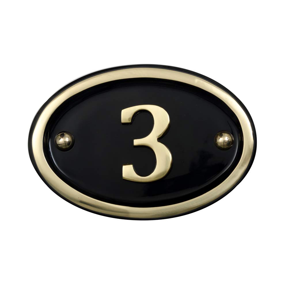 Solid Brass House Number Oval Design (No 3)