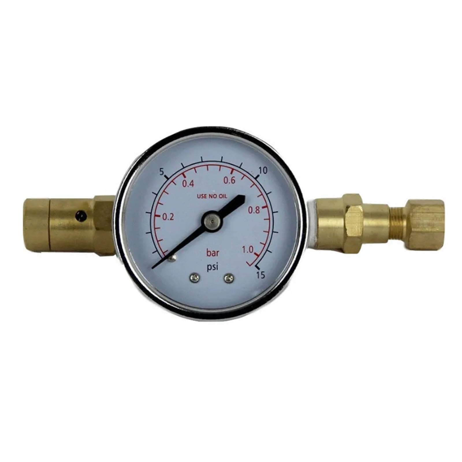 réducteur de pression Soupape de réduction de pression réglable 1 bar/2 bar avec manomètre for brassage de bière à domicile, manomètre unidirectionnel portable(1bar)